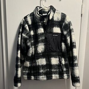 Columbia Black and White Checkered Fleece Jacket